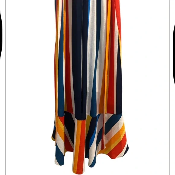 Julia Jordan Size 10 Multicolor Striped High Low Hem Halter Maxi Dress - Picture 5 of 8